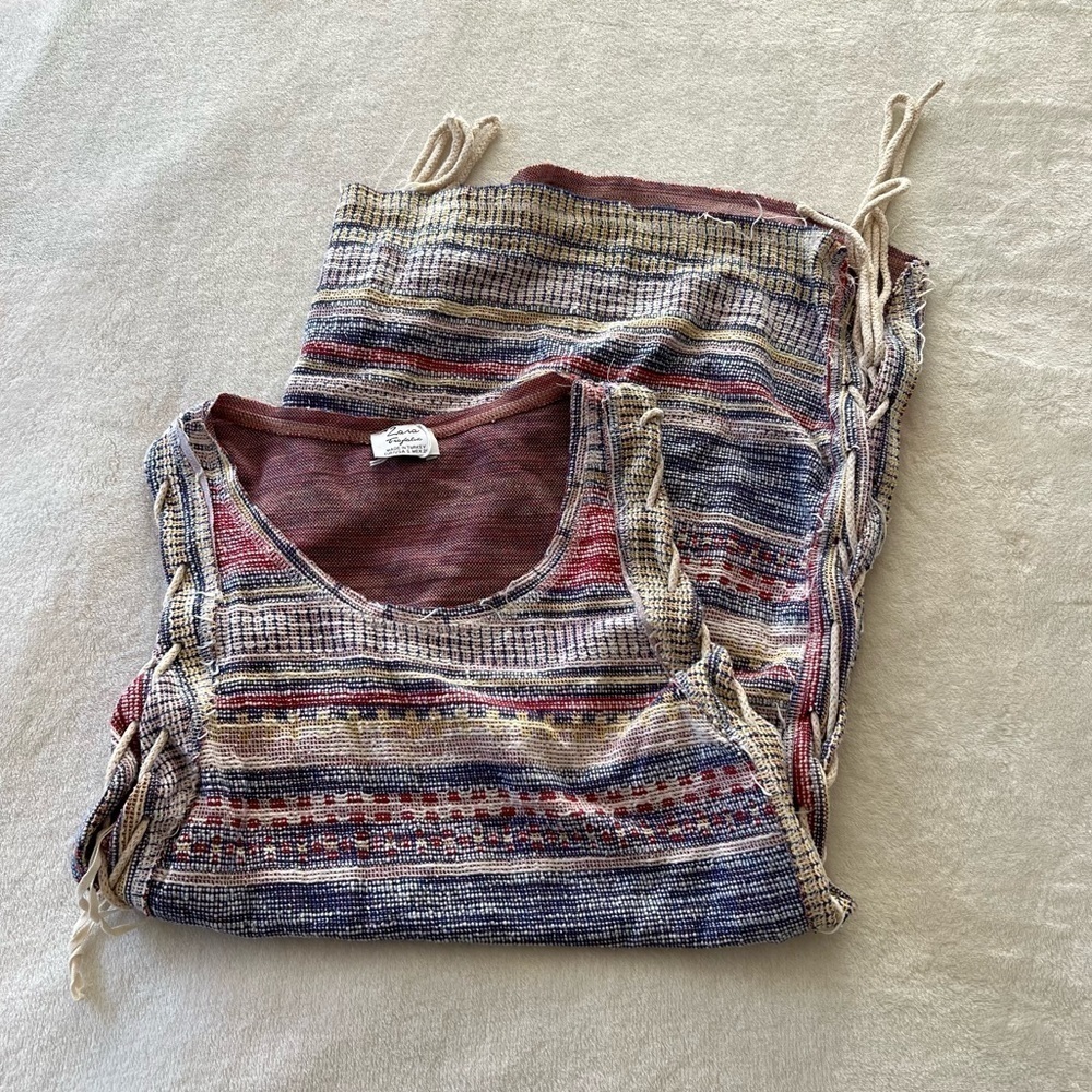 Zara Texture Weave Striped Dress